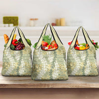 Vintage Puakenikeni and Maile Lei Grocery Bag Hawaiian Style Tribal Tapa Double Strand Lei