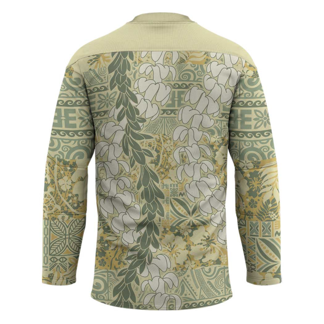 Vintage Puakenikeni and Maile Lei Hockey Jersey Hawaiian Style Tribal Tapa Double Strand Lei - Polynesian Pride