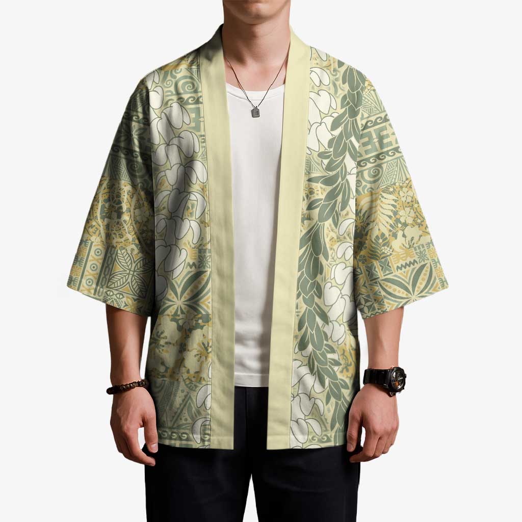 Vintage Puakenikeni and Maile Lei Kimono Hawaiian Style Tribal Tapa Double Strand Lei - Polynesian Pride