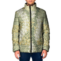 Vintage Puakenikeni and Maile Lei Padded Jacket Hawaiian Style Tribal Tapa Double Strand Lei - Polynesian Pride