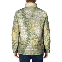 Vintage Puakenikeni and Maile Lei Padded Jacket Hawaiian Style Tribal Tapa Double Strand Lei - Polynesian Pride