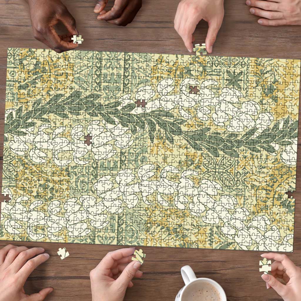 Vintage Puakenikeni and Maile Lei Puzzle Hawaiian Style Tribal Tapa Double Strand Lei - Polynesian Pride