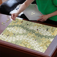 Vintage Puakenikeni and Maile Lei Puzzle Hawaiian Style Tribal Tapa Double Strand Lei - Polynesian Pride