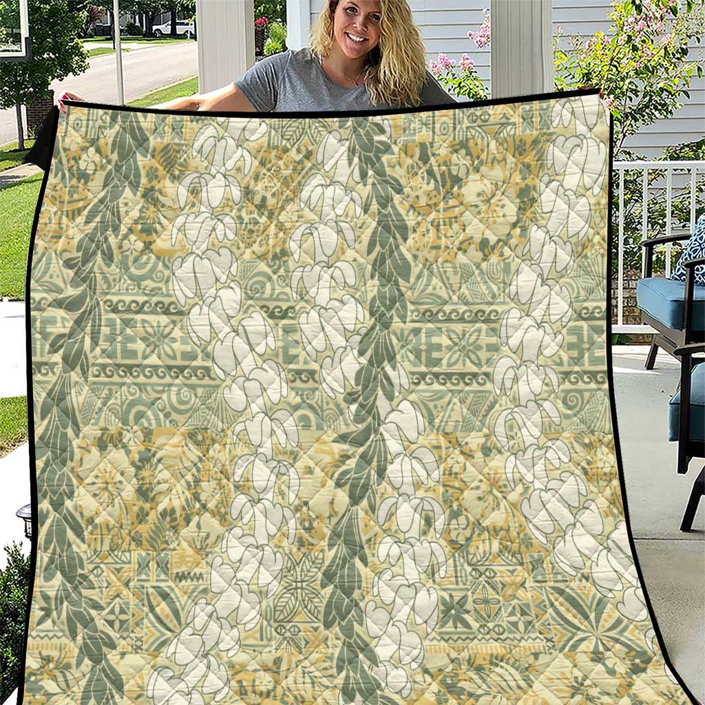 Vintage Puakenikeni and Maile Lei Quilt Hawaiian Style Tribal Tapa Double Strand Lei