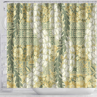 Vintage Puakenikeni and Maile Lei Shower Curtain Hawaiian Style Tribal Tapa Double Strand Lei