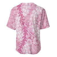 Pink Puakenikeni and Maile Lei Baseball Jersey Hawaiian Style Tribal Tapa Double Strand Lei