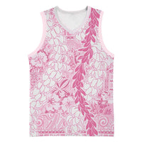 Pink Puakenikeni and Maile Lei Basketball Jersey Hawaiian Style Tribal Tapa Double Strand Lei - Polynesian Pride