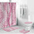 Pink Puakenikeni and Maile Lei Bathroom Set Hawaiian Style Tribal Tapa Double Strand Lei - Polynesian Pride