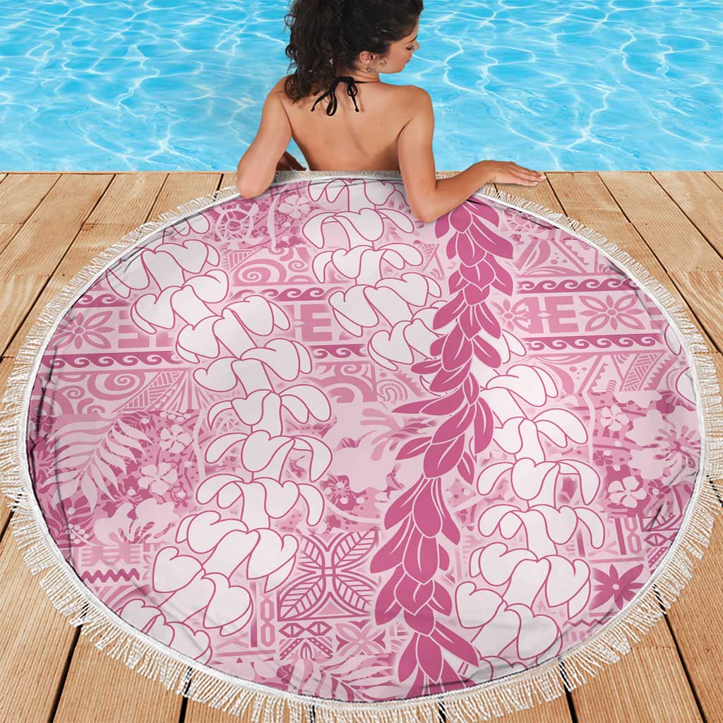 Pink Puakenikeni and Maile Lei Beach Blanket Hawaiian Style Tribal Tapa Double Strand Lei