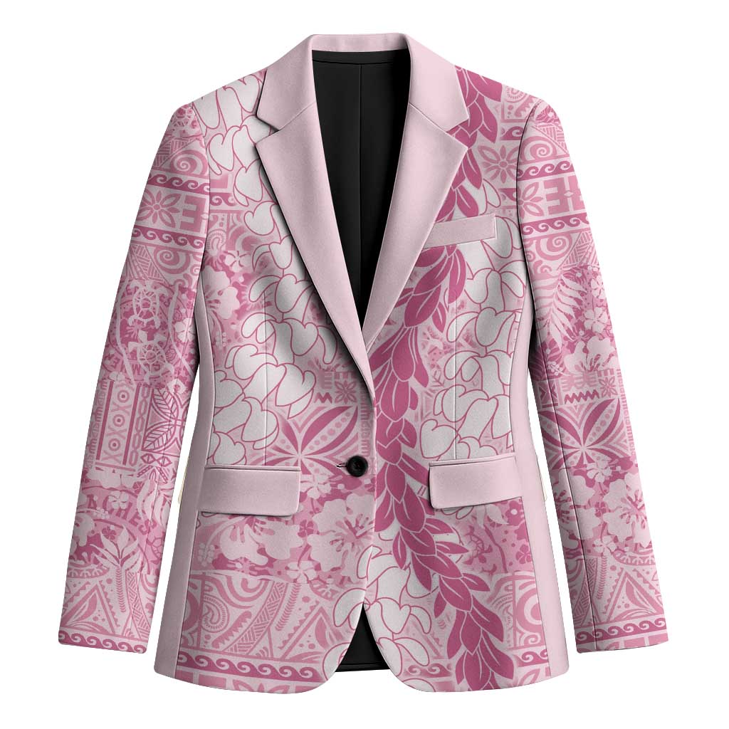 Pink Puakenikeni and Maile Lei Blazer Hawaiian Style Tribal Tapa Double Strand Lei - Polynesian Pride