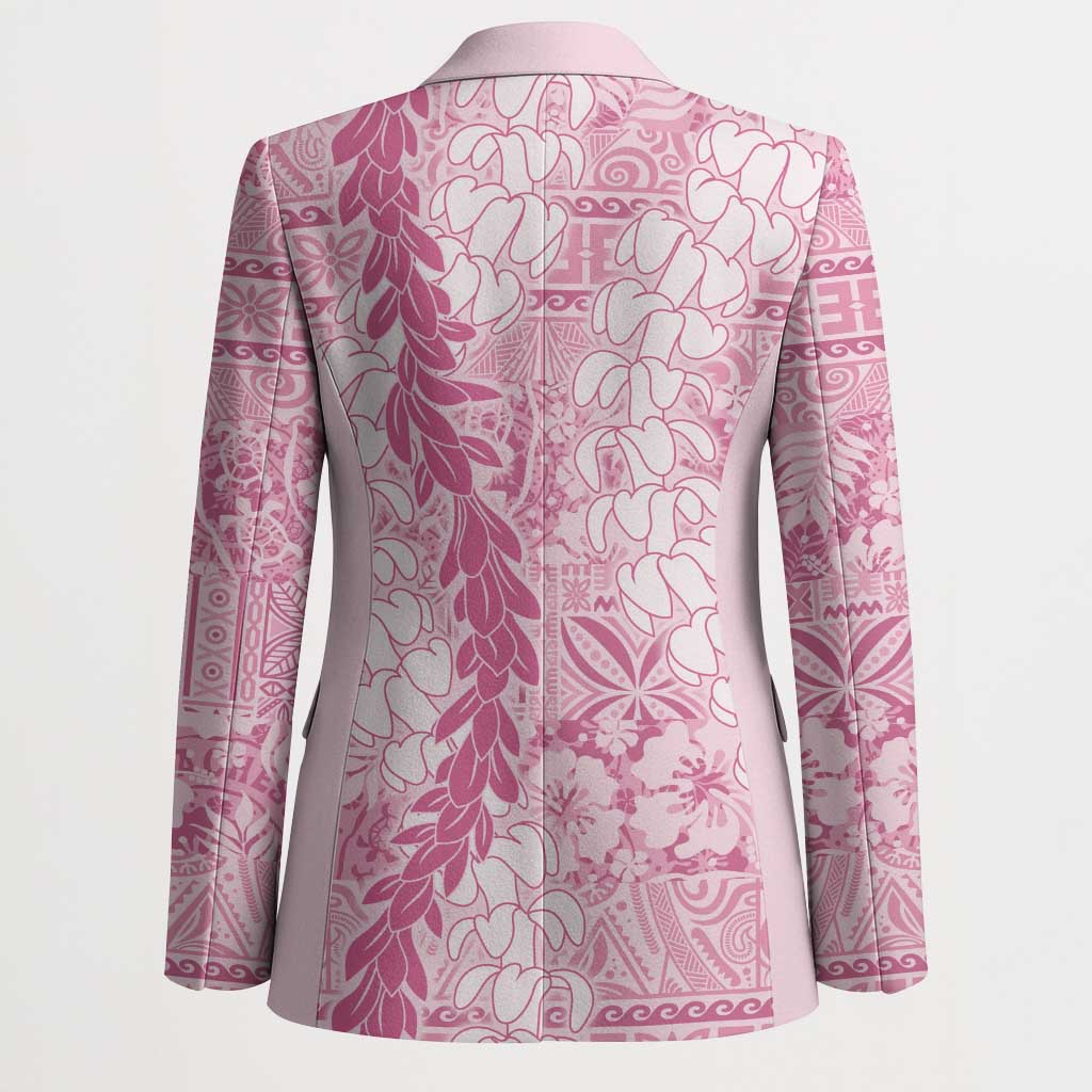 Pink Puakenikeni and Maile Lei Blazer Hawaiian Style Tribal Tapa Double Strand Lei - Polynesian Pride