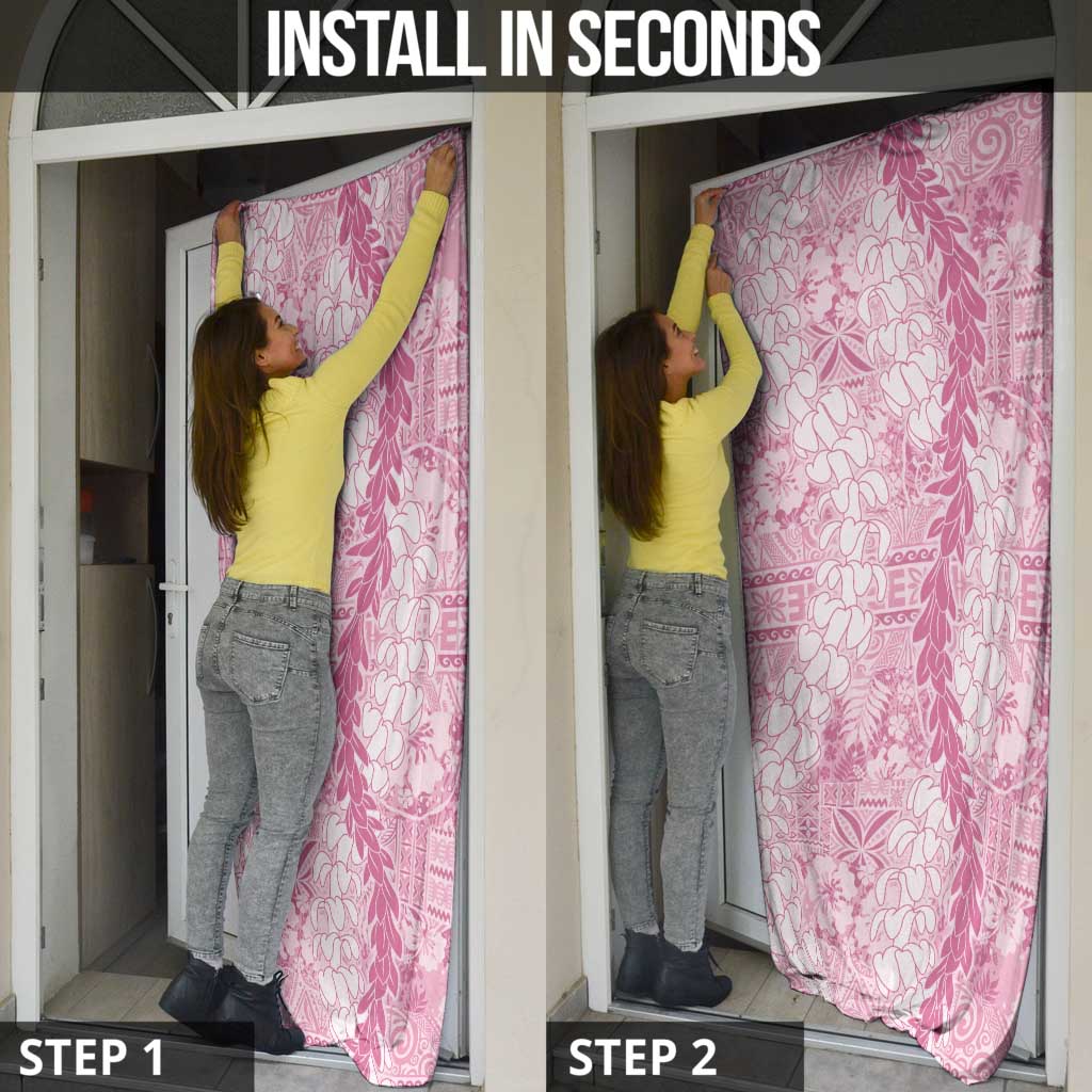 Pink Puakenikeni and Maile Lei Door Cover Hawaiian Style Tribal Tapa Double Strand Lei - Polynesian Pride