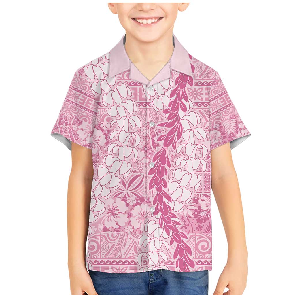 Pink Puakenikeni and Maile Lei Family Matching Mermaid Dress and Hawaiian Shirt Hawaiian Style Tribal Tapa Double Strand Lei