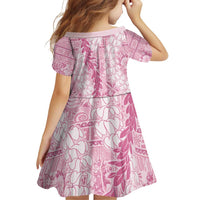 Pink Puakenikeni and Maile Lei Family Matching Off Shoulder Short Dress and Hawaiian Shirt Hawaiian Style Tribal Tapa Double Strand Lei