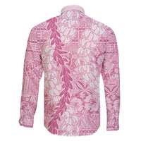 Pink Puakenikeni and Maile Lei Family Matching Puletasi and Hawaiian Shirt Hawaiian Style Tribal Tapa Double Strand Lei