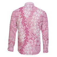 Pink Puakenikeni and Maile Lei Family Matching Short Sleeve Bodycon Dress and Hawaiian Shirt Hawaiian Style Tribal Tapa Double Strand Lei