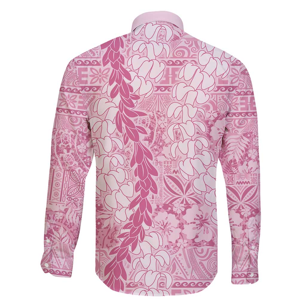 Pink Puakenikeni and Maile Lei Family Matching Summer Maxi Dress and Hawaiian Shirt Hawaiian Style Tribal Tapa Double Strand Lei