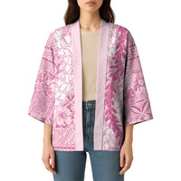 Pink Puakenikeni and Maile Lei Kimono Hawaiian Style Tribal Tapa Double Strand Lei - Polynesian Pride