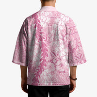 Pink Puakenikeni and Maile Lei Kimono Hawaiian Style Tribal Tapa Double Strand Lei - Polynesian Pride