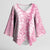 Pink Puakenikeni and Maile Lei Kimono Sleeve Blouse Hawaiian Style Tribal Tapa Double Strand Lei - Polynesian Pride