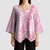Pink Puakenikeni and Maile Lei Kimono Sleeve Blouse Hawaiian Style Tribal Tapa Double Strand Lei - Polynesian Pride