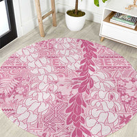 Pink Puakenikeni and Maile Lei Round Carpet Hawaiian Style Tribal Tapa Double Strand Lei LT9 Pink - Polynesian Pride