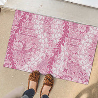 Pink Puakenikeni and Maile Lei Rubber Doormat Hawaiian Style Tribal Tapa Double Strand Lei