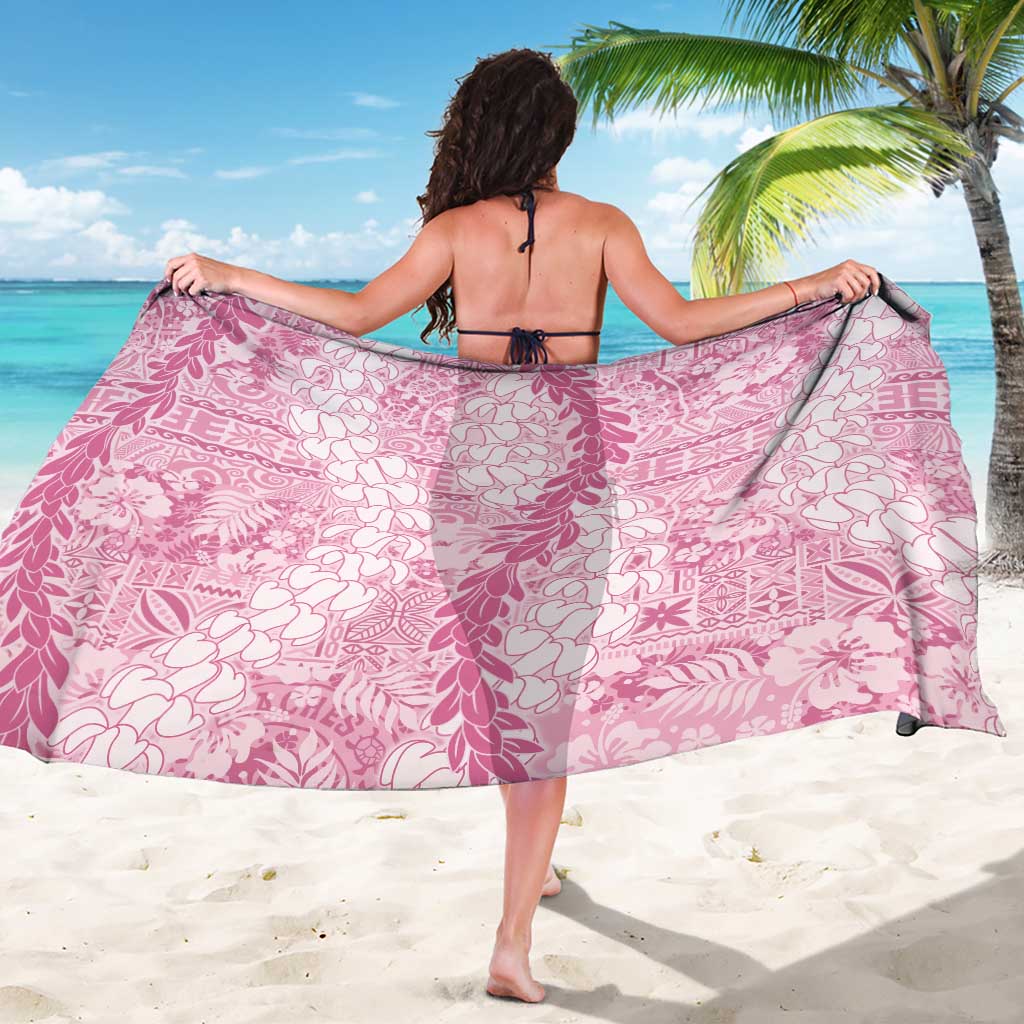 Pink Puakenikeni and Maile Lei Sarong Hawaiian Style Tribal Tapa Double Strand Lei LT9 - Polynesian Pride