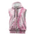Pink Puakenikeni and Maile Lei Sleeveless Zip Hoodie Hawaiian Style Tribal Tapa Double Strand Lei - Polynesian Pride