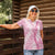Pink Puakenikeni and Maile Lei Women Polo Shirt Hawaiian Style Tribal Tapa Double Strand Lei