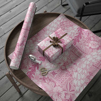 Pink Puakenikeni and Maile Lei Wrapping Paper Hawaiian Style Tribal Tapa Double Strand Lei - Polynesian Pride
