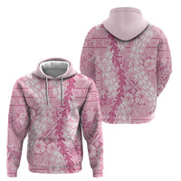 Pink Puakenikeni and Maile Lei Zip Hoodie Hawaiian Style Tribal Tapa Double Strand Lei