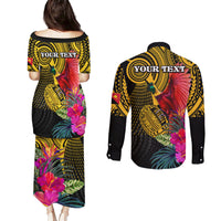 Personalised Papua New Guinea Rugby Couples Matching Puletasi Dress and Long Sleeve Button Shirt PNG Kumuls Champions Pacific Bowl LT9 - Polynesian Pride