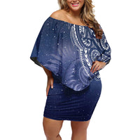 New Zealand Galaxy Fern Off Shoulder Short Dress LT9 Women Galaxy - Polynesian Pride