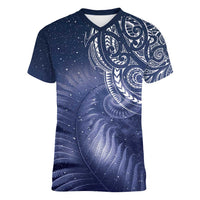 New Zealand Galaxy Fern Women V-Neck T-Shirt LT9 Female Galaxy - Polynesian Pride