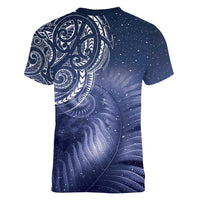 New Zealand Galaxy Fern Women V-Neck T-Shirt LT9 - Polynesian Pride