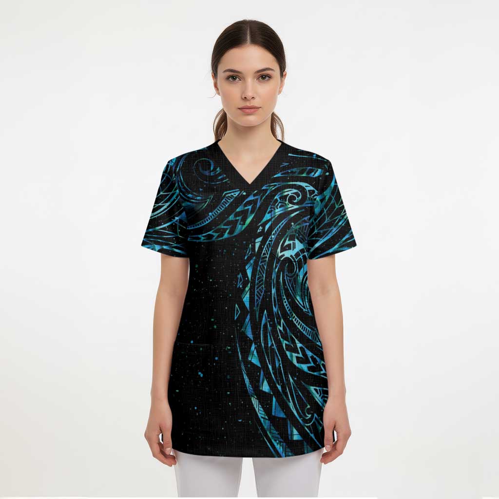 New Zealand Matariki Scrub Top Galaxy Maori Tribal Tattoo - Polynesian Pride