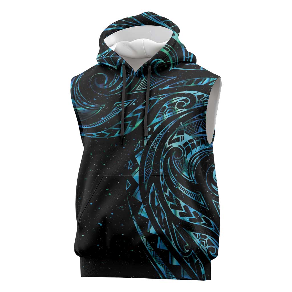 New Zealand Matariki Sleeveless Hoodie Galaxy Maori Tribal Tattoo - Polynesian Pride