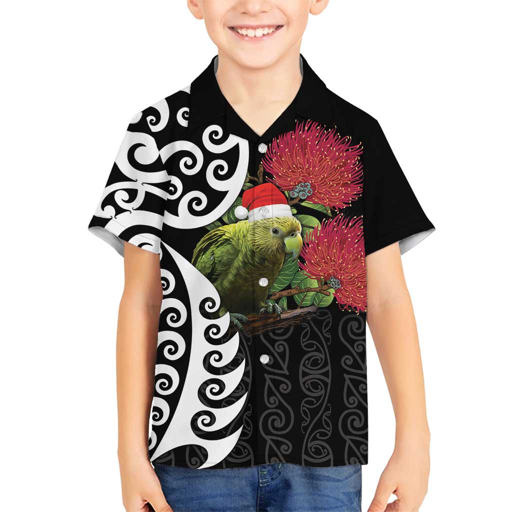 New Zealand Kakapo Christmas Family Matching Off Shoulder Maxi Dress and Hawaiian Shirt Meri Kirihimete Pohutukawa Flowers