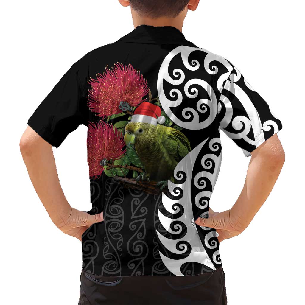 New Zealand Kakapo Christmas Hawaiian Shirt Meri Kirihimete Pohutukawa Flowers