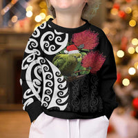 New Zealand Kakapo Christmas Kid Ugly Christmas Sweater Meri Kirihimete Pohutukawa Flowers