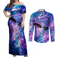 I Love You In Every Universe Personalised Couples Matching Off Shoulder Maxi Dress and Long Sleeve Button Shirt Polynesian Pattern Galaxy Style LT9 Galaxy - Polynesian Pride