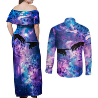 I Love You In Every Universe Personalised Couples Matching Off Shoulder Maxi Dress and Long Sleeve Button Shirt Polynesian Pattern Galaxy Style LT9 - Polynesian Pride