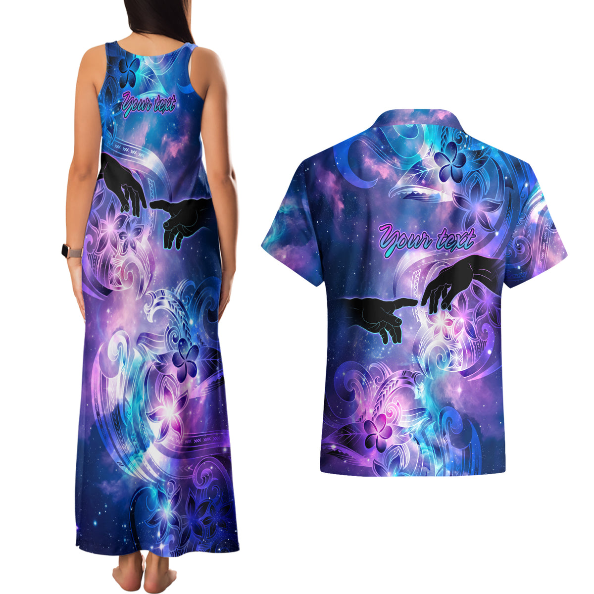 I Love You In Every Universe Personalised Couples Matching Tank Maxi Dress and Hawaiian Shirt Polynesian Pattern Galaxy Style LT9 - Polynesian Pride