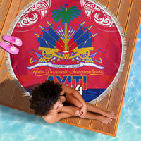 Haiti Independence Day Beach Blanket Libete Egalite Fratenite Ayiti 1804 With Polynesian Pattern LT9 - Polynesian Pride