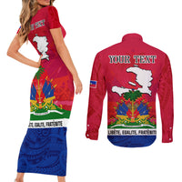 Haiti Independence Day Couples Matching Short Sleeve Bodycon Dress and Long Sleeve Button Shirt Libete Egalite Fratenite Ayiti 1804 With Polynesian Pattern LT9 - Polynesian Pride
