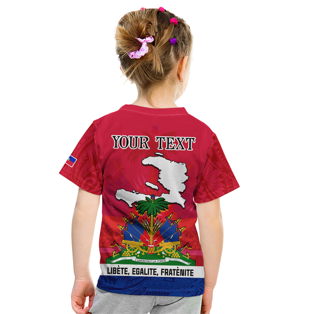 Haiti Independence Day Kid T Shirt Libete Egalite Fratenite Ayiti 1804 With Polynesian Pattern LT9 - Polynesian Pride