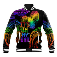Personalised Its In My DNA Valentine Day Baseball Jacket Fingerprint Heart with Color Pride Flag LT9 Unisex - Polynesian Pride