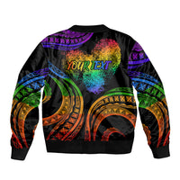 Personalised Its In My DNA Valentine Day Bomber Jacket Fingerprint Heart with Color Pride Flag LT9 - Polynesian Pride