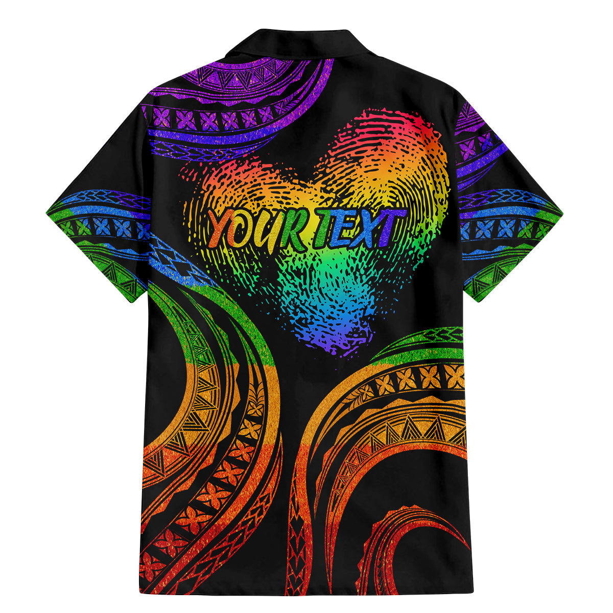 Personalised Its In My DNA Valentine Day Family Matching Mermaid Dress and Hawaiian Shirt Fingerprint Heart with Color Pride Flag LT9 - Polynesian Pride